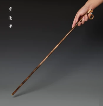 Golden Thread Bamboo Wenwan Bamboo Pointer Inlaid Flower Horn Natural Bamboo Ruler Handmade Bamboo Joint Long Whip Wenwan Hand Piece