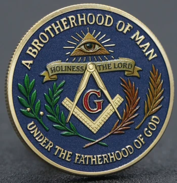 New USA Challenge Coin, Masonic Commemorative Medal, Relief Colorful Enamel Coin, Brotherhood Commemorative Coin