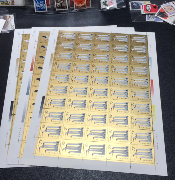 Large Sheet T110 Pure Red Label White Crane Original Gum Consecutive Numbers