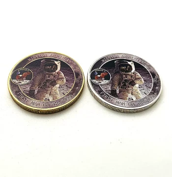 US Apollo Astronaut Gold-Plated Painted Commemorative Medal, Playable Space Gold Coin, Astronaut Coin, Commemorative Coin