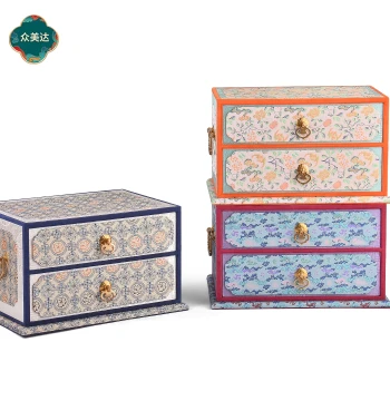 Palace Style Drawer Jewelry Box Tea Set Seal Walnut Collectible Storage Box New Chinese Brocade Box Ornament Display Case