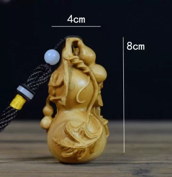 Taihang Thuja Gourd Handheld Carving - Solid Wood Folk Art Ornament for Fortune and Abundance