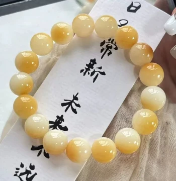 Qinbao Crystal Bodhi Seed Bracelet – White Jade Bodhi Root Bracelet for Students, Elegant Natural Milky-White Beads with Warm Jade-Like Luster, Unisex Buddhist Accessory