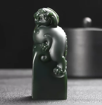 Natural Hetian Jade Pixiu Seal Ornament Jade Tower Qing Fine Material Jade Seal Blank Collectible Jade Seal Imperial Seal Square Seal