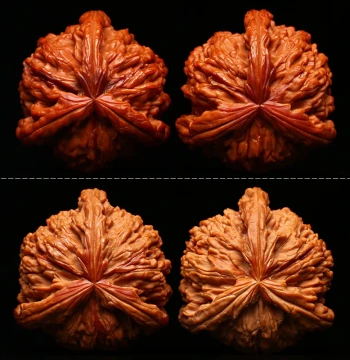 Machine-Brushed High-Polish Spliced White Lion's Head Three-Edge Three-Ridge Large Zhengben Irregular Original Color Playwood Walnut Handheld Piece