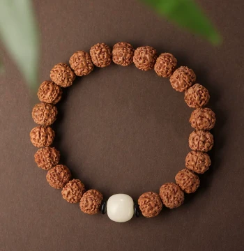 Small Vajra Bodhi Seed Bracelet Single-Loop Bracelet for Men, Walnut Collectible Buddhist Prayer Beads for Play, Women's Single-Loop Meditation Beads, Flexible Finger-Rolling