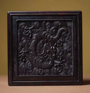 Purple Sandalwood Dragon Soaring Over Four Seas Square Box Jewelry Box Exquisitely Carved Seal Box Wenwan Jewelry Storage Box Chinese Retro Gift