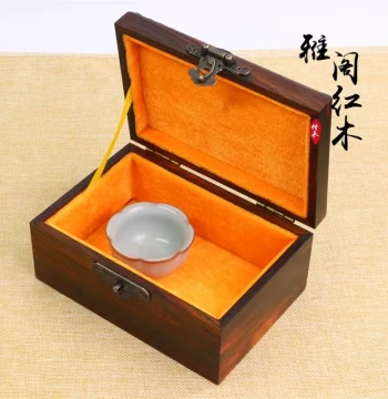 Red Rosewood Jewelry Box Solid Wood Carved Retro Design