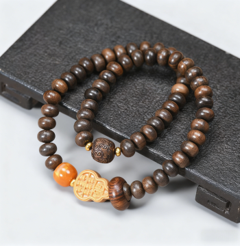 Chengguibao Abacus Bead Sliding Ring DIY Gourd Fortune Style, Ethnic Carved Bead Buddhist Bracelet for Men and Women, Wenwan