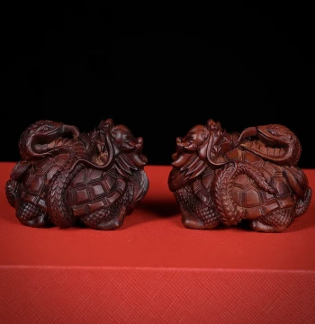 Lightning-Struck Wood Jujube Wood Xuanwu Dragon Turtle Snake God Handheld Piece Wenwan Craft Pendant Ornament Furniture Office Auspicious Beast