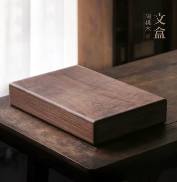 Wenxintang Wooden Brush Storage Box, Solid Wood Professional Walnut and Camphor Wood Case for Seals, Ink Stones, and Scholar's Treasures