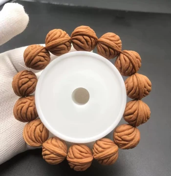 Qinling Pure Wild Dragon-Pattern Peach Pit Bracelet, Small Size Gold Bean, High-End Peach Pit Collectible Unisex Bracelet, Natural Color