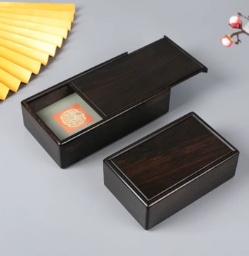 Rectangular Ebony Storage Box for ID Cards, Jewelry, and Seals