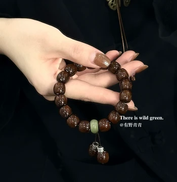 Youye Qingqing 'Dongfang Yuanwai' Original Design Blue Orchid Purple-Gold Rat Straight-Cut Old-Style Beads Couple's Wenwan Bracelet
