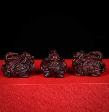 Lightning-Struck Wood Jujube Wood Xuanwu Dragon Turtle Snake Deity Hand-Held Piece, Wenwan Craft Pendant Ornament, Furniture Office Auspicious Beast