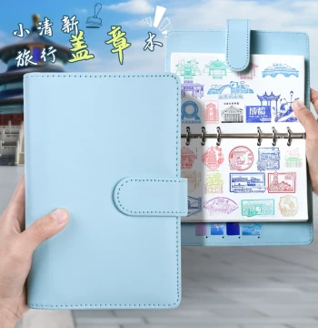 High-Appeal A5 Leather Cover Loose-Leaf Notebook Large Capacity Detachable Travel Spot Check-in Book A6 Portable Blank Stamping Loose-Leaf Notebook Seal Commemorative Stamp Collection Book Travel Stamp Collector