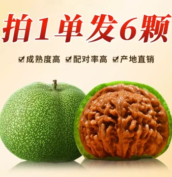 Green-Husk Wenwan Walnut Four Towers Lion Head Natural Wild Panshan Wangyong Qilin Pattern Official Hat Handheld Play Piece