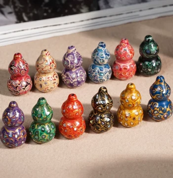 Mother-of-Pearl Lacquer Gourd Ornament DIY Accessories; Collectible Hand-Held Piece; Fortune and Prosperity Small Ornament/Pendant; Hand-Rolled Gourd Woodwork