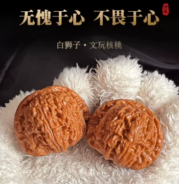 [Premium] Wenwan Walnut White Lion Muted Tip Lion Head Play Patina Hemp Walnut Old Tree Century Hand Piece