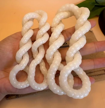 Natural White Bodhi Root Pig Large Intestine 108 Beads Bracelet Slanted Cut Fan Shape Hand Accessory Collectible Handheld Disc Play Piece