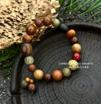 Zhizhi Qinghe [When Plums Fall] Original Chinese Design Sandalwood Multi-Treasure Versatile Zen Wenwan Bracelet for Couples