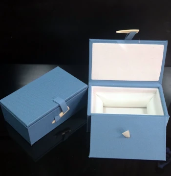 High-End Antique Bone Needle Buckle Seal Brocade Box Custom Jewelry Box Storage Box Packaging Wenwan Gift Blue-Gray Box