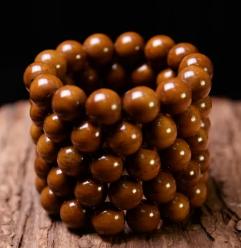 Wealth-Attracting Purple-Gold Rat Smooth Bead Flexible Wrap Bracelet, Round Bodhi Seed Beads, Old Material Buddha Prayer Beads, Wenwan Palm Piece