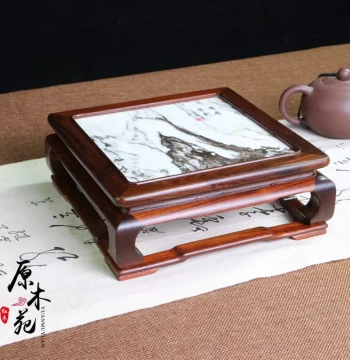 Red Rosewood Solid Square Bonsai Base Rosewood Collectible Ornament Base Wooden Stand for Strange Stones, Seals, and Vases
