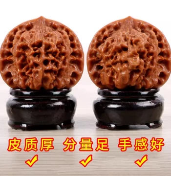 Collectible Walnut Hand Play King Yong Qilin Pattern Official Hat Patina Ornament Men's Ancient Wild Four-Story Tower Lion Head