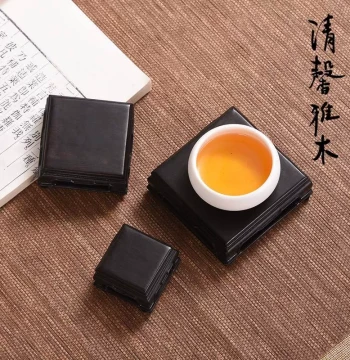 Purple Sandalwood Solid Square/Rectangular Base for Collectibles, Teacups, Teapots, Strange Stones, Jade, and Seals, Rosewood Display Stand