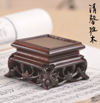 Rosewood Jade Ware Strange Stone Seal Ornament Solid Wood Ming Style Solid Wood Square Collectible Flower Pot Teapot Base Chinese Style Wood