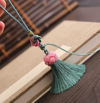 Vintage Mandala Knot Pendant Cord with Tassel and Cap - Ethnic Style String for Seals and Collectibles