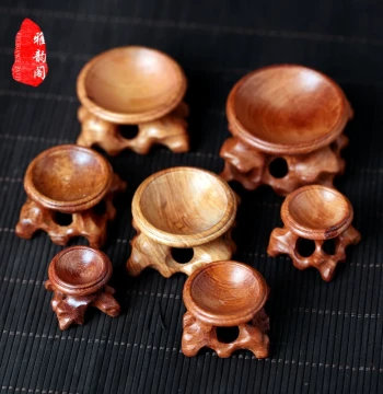 Cultural Plaything Small Gourd Solid Wood Base Stand, Hollowed-Out Red Sandalwood Display Rack for Hand-Twisted Gourds