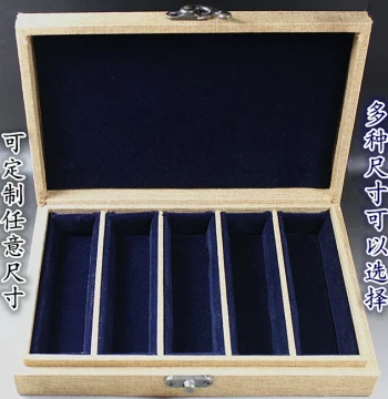 Seal Brocade Box 5-Compartment Storage for Jewelry, Jade, and Cultural Play Handle Pieces, Seal Material Packaging Box, Customizable with Free Shipping