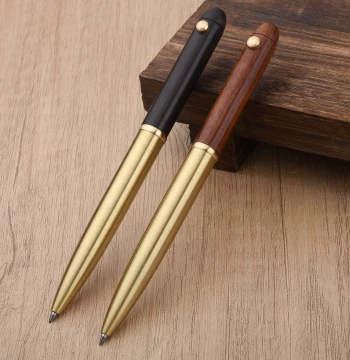 Metal and Sandalwood Pen for Collectors, Brass Retro Gel Pen in Black, Ideal for Birthday Gifts and Graduation Souvenirs with Custom Engraving
