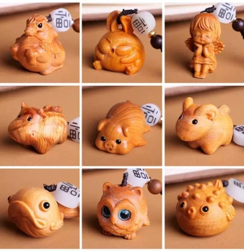 Thuja Wood Carving Twelve Zodiac Animal Keychain Pendant Tourist Attraction Street Stall Night Market Collectible Souvenir