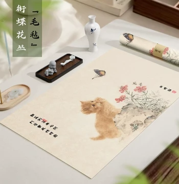 Lanzhai Creative Fresh Style Calligraphy and Painting Felt Mat, Thickened Table Mat, Cloth Pad for Chinese Painting, Four Treasures of the Study, Canvas Felt Blanket, Calligraphy Brush Mat, Student Mat, Professional Practice Set for Beginners