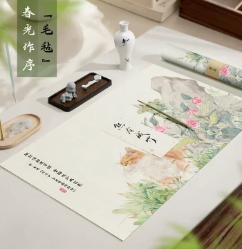 [2 Items 10% Off] Lan Zhai Creative Fresh Style Calligraphy Felt Mat - Thickened Table Pad for Professional Practice and Beginner Sets