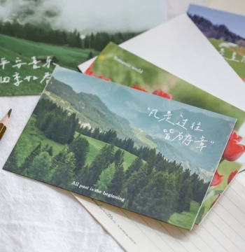 Miao Xiaoqi Classmate Handwritten Romance Series – Artistic Scenic Envelope and Letter Paper Set with Greeting Cards, Bookmarks, and Postcards