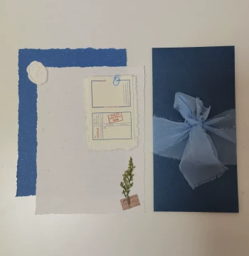 mixsilk Cloud-Water Blue Series Pure Handmade Letter Paper, Torn-Edge Paper for Love Letters, Journaling Specialty Paper, Greeting Card and Envelope Set
