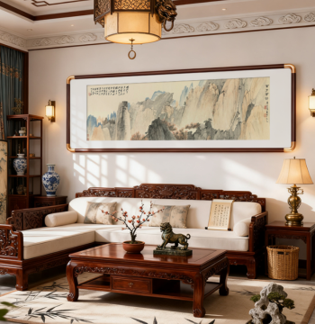 New Chinese Style Living Room Decor Painting, Sofa Background Wall Art, Tea Room Office Zhang Daqian Landscape Scenery National Art