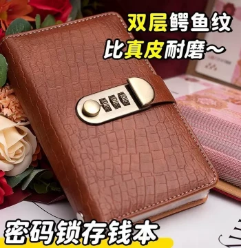 Crocodile Pattern Money Clip Book 2025 New Large Capacity Password Lock Bill Collection Album Storage Bag