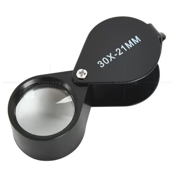 30X Magnification Foldable All-Metal Loupe (30x21mm) – Ideal for Appraising Antiques, Calligraphy, Jewelry, Diamonds, and Coins