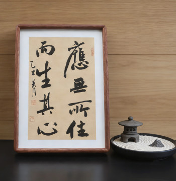 'Dwell on Nothing and Let the Mind Arise' Handwritten Calligraphy Art, Custom Desktop Display, Inspirational Decor for Living Room, Study, Office