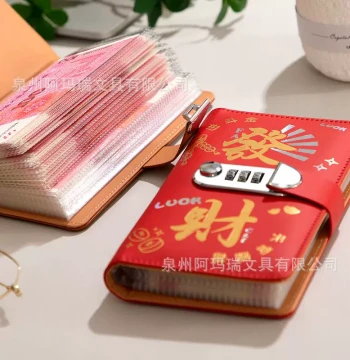 Money Clip with Fortune Password Lock; Large-Capacity Cash Savings Book for Finance Management, Coin Storage Bag, and Memorial Collection Album
