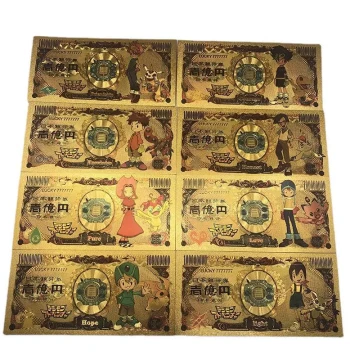 Classic Anime Digimon Commemorative Banknote, Gold Foil Note, Plastic Coin, Plastic Gold-Plated Bill for Collection
