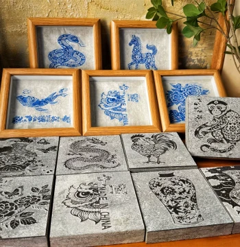 Specialized Rubbing Kit for Blue and White Porcelain: Han Brick, Ancient Coin, and Eaves Tile Rubbing Tools, Materials Set, Seal and Seal Script