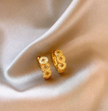 Golden Coin Metaphysics Wealth-Attracting Ear Cuffs for Women - 2026 New Trend High-End Unique and Beautiful Stud Earrings