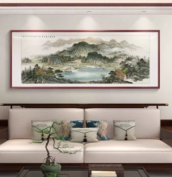 Dwelling in the Fuchun Mountains Living Room Decorative Painting, Sofa Wall Treasure Bowl Hanging Art, Office Backing Mountain Map, Grand Landscape Mural