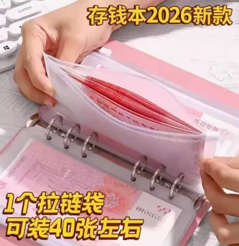 Cash Children's Financial Management Savings Book 2026 New Edition, 100-Yuan Collection Album, Trendy Ledger, Large Capacity Waterproof RMB Family Money Clip with Password Lock